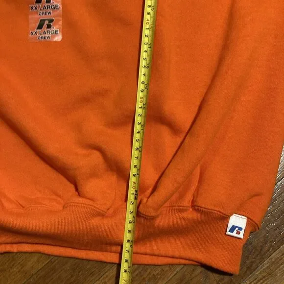 Vintage Russell Athletic Sweatshirt Men's XXL Crew Orange USA Blank Deadstock - Picture 7 of 10